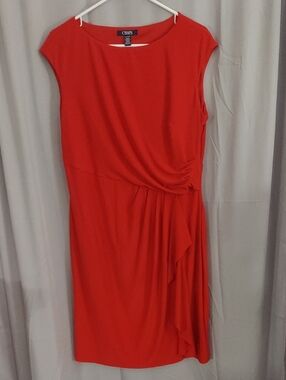Chaps Red Draped Sheath Dress